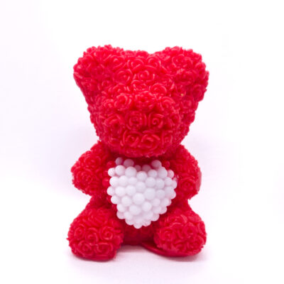 Mydlany Miś z Róż – ręcznie robione mydełko glicerynowe z sercem